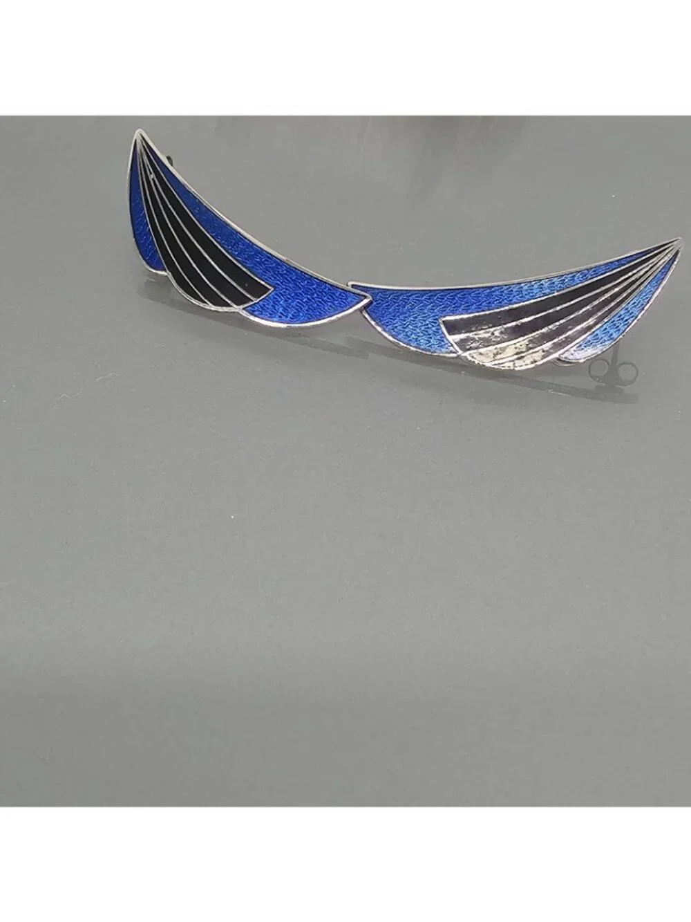 Vintage Roman Silver Tone Modernist Crescent Wing Stud Post Earrings Retro...